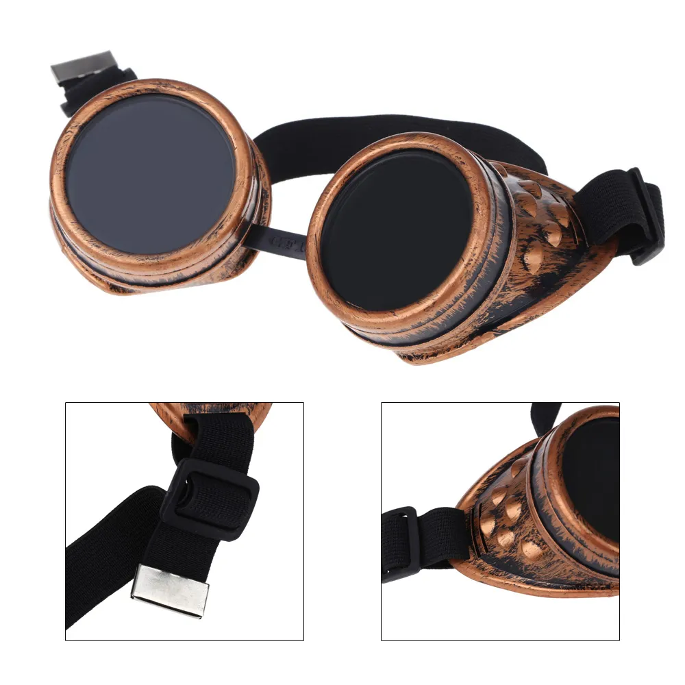 Wholesale Steampunk Safety Goggles Steam Punk Windproof Vintage Welding Gothic Cosplay Lenses
