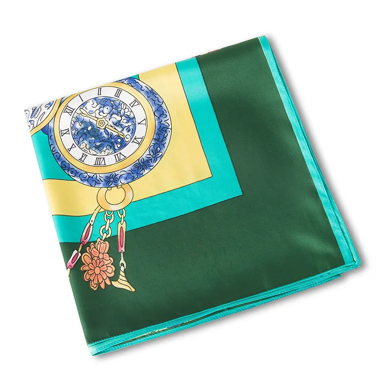 130 cm 130 cm nouvelle mode 100 sergé foulard en soie pour les femmes Rome horloges impression écharpe grand carré foulards bandeau châle 4098108