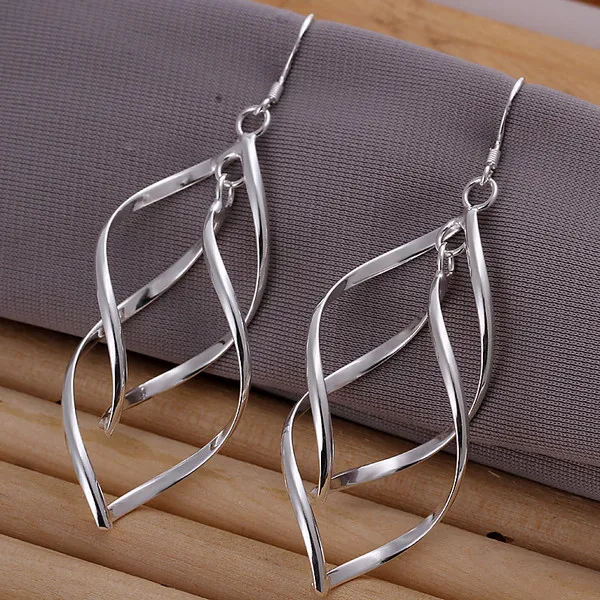 Brand new sterling silver plated Dual banana-shaped earrings DFMSE168,women's 925 silver Dangle Chandelier earrings 10 pairs a lot