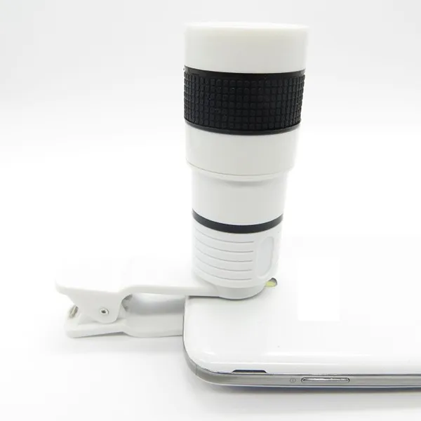 Lente di telescopio universale 8x zoom ottico con clip Smart Phone iPhone Samsung iPad HTC Sony Blackberry con scatola al minuto 