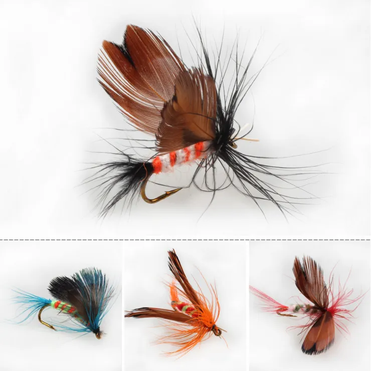 Yeni Fly Fishing Lure Tuzlu Su Uçar 12 adet / takım Eklemek Bas Alabalık Kuru Balıkçılık Lure Yemler Ücretsiz Nakliye