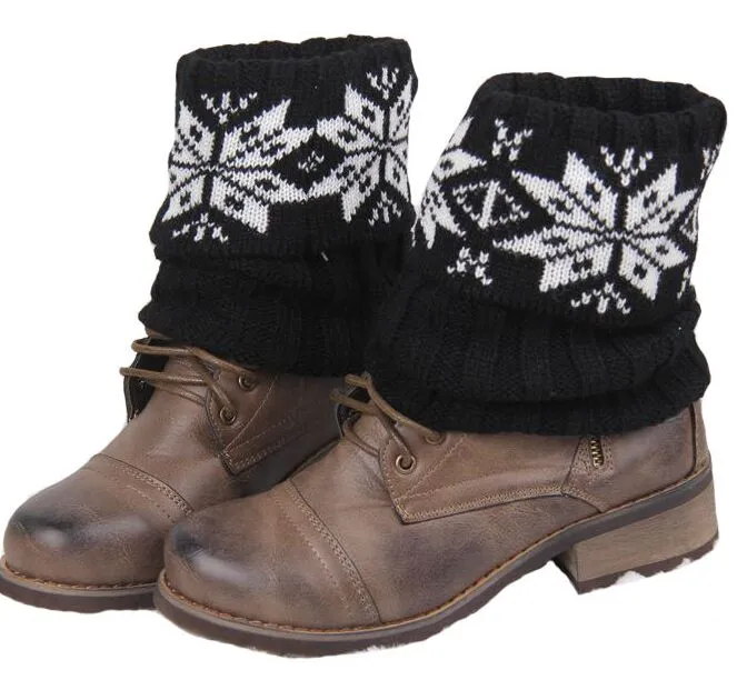 Novo Natal neve floral Crochet Malha Polainas Boot Cuffs Toppers Boot Meias 23 pares / lote # 3914