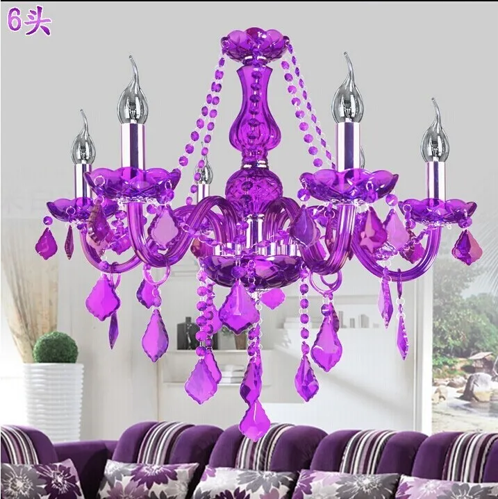 New Arrival Purple Crystal Chandelier Crystal Light 6 Arms JP8682/6L D550MM H500MM