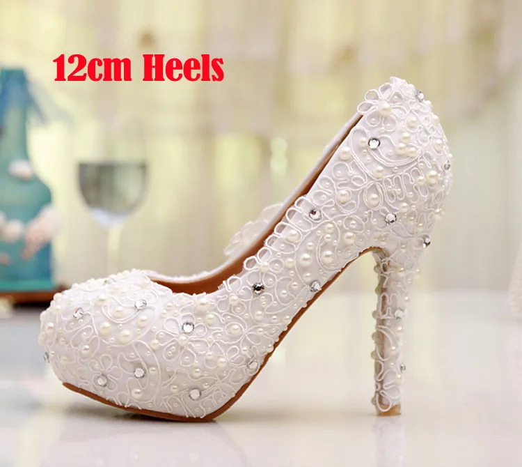White Lace Flower Wedding Dress Shoes Bridesmaid Shoes Bridal Shoes Banquet Evening Party Prom Princess Shoes Low/Middle/High heel