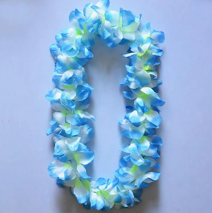 Hawaii flower necklace Silk Flower Wreath Party Supplies Garland Cheerleading Multicolor Hawaii thickening encryption flower lei7034371