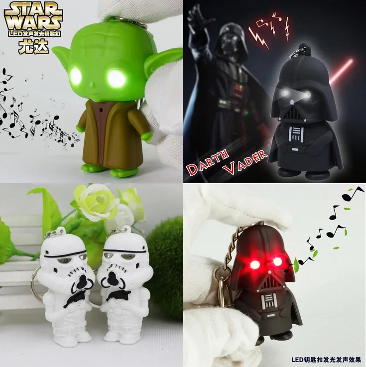 LED Star Wars Darth Vader Keychains With Sound Light Lamp Flashlight