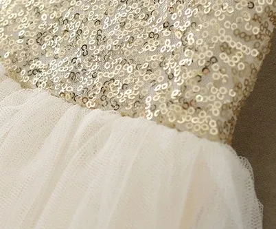 Marca Sweet Girl abiti di pizzo 2015 Estate principessa Paillettes Tulle scollo a V bretella vestito convenzionale partito di sera I4347