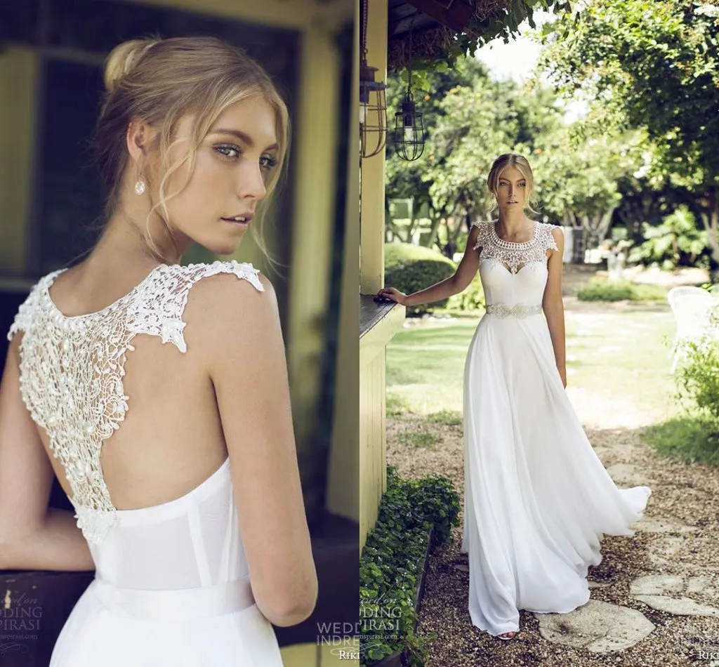 Riki Dalal 2015 Caduta nuziale degli abiti da sposa con merletto staccabile Bolero perline elegante del manicotto della protezione chiffon lungo una linea di abiti da sposa