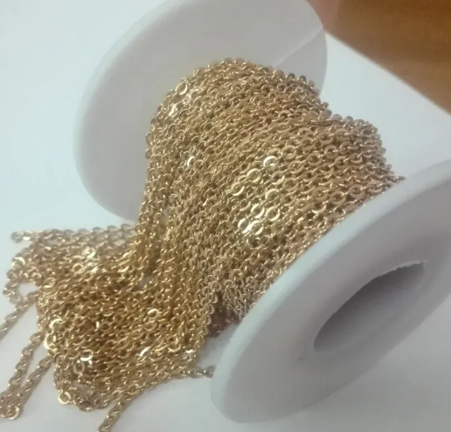 İnce 2.2mm İşaretleme toptan 10 metrelik Moda Takı Bulma 18k altın kaplama ortak Link Zinciri Paslanmaz çelik DIY Mücevherin