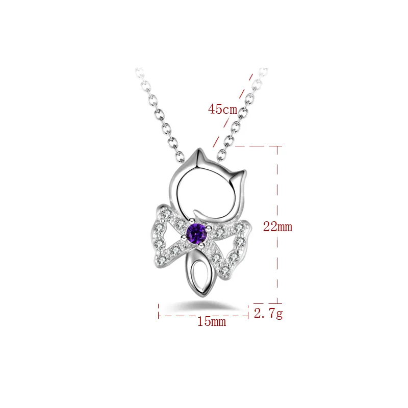 Бесплатная доставка мода высокое качество 925 Серебряное кошачьи глаза фиолетовые украшения бриллиантов 925 Серебряное колье Серебряное ожерелье День Святого Валентина Праздничные подарки Горячие 1688