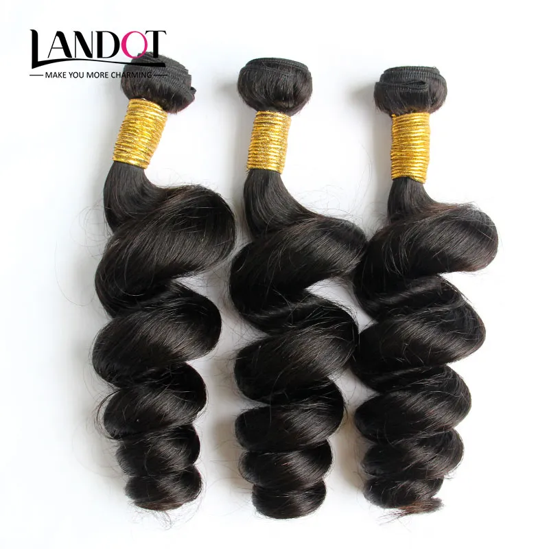 3Pcs Lot 8-30Inch Mongolian Loose Wave Wavy Virgin Hair Grade 7A Unprocessed Human Hair Weaves Bundles Natural Black Extensions Double Wefts