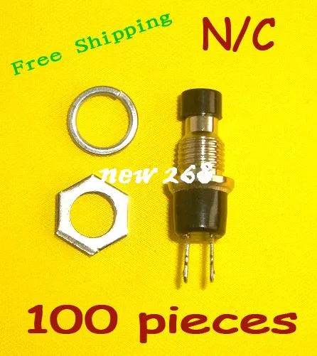 100pcs Momentary Mini SPST N/C On Off Push Button Micro On Off Switch 2-Pin Noir