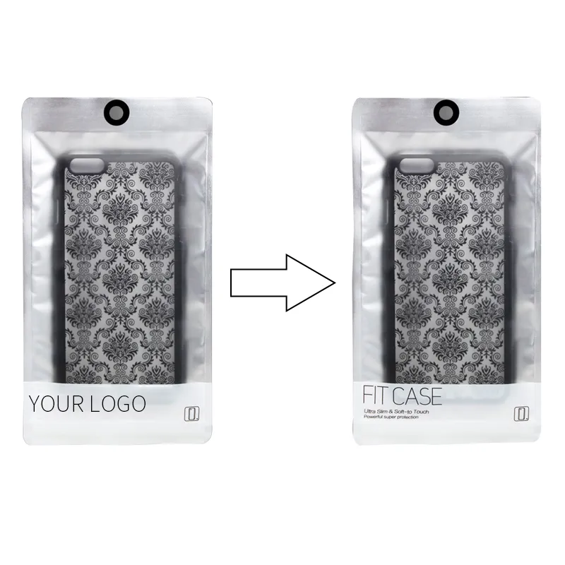 100 stks Universele Witte CPPaluminium Pakkettas voor iPhone 7 7 Plus Case Custom Hang Gat Packaging Tassen voor iPhone 8 x Case