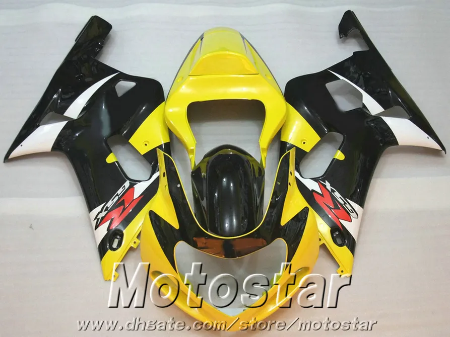 SUZUKI GSX-R600 용 ABS 풀 페어링 키트 GSX-R750 2001-2003 K1 GSXR 600 750 검은 색 노란색 플라스틱 페어링 세트 01-03 RA26