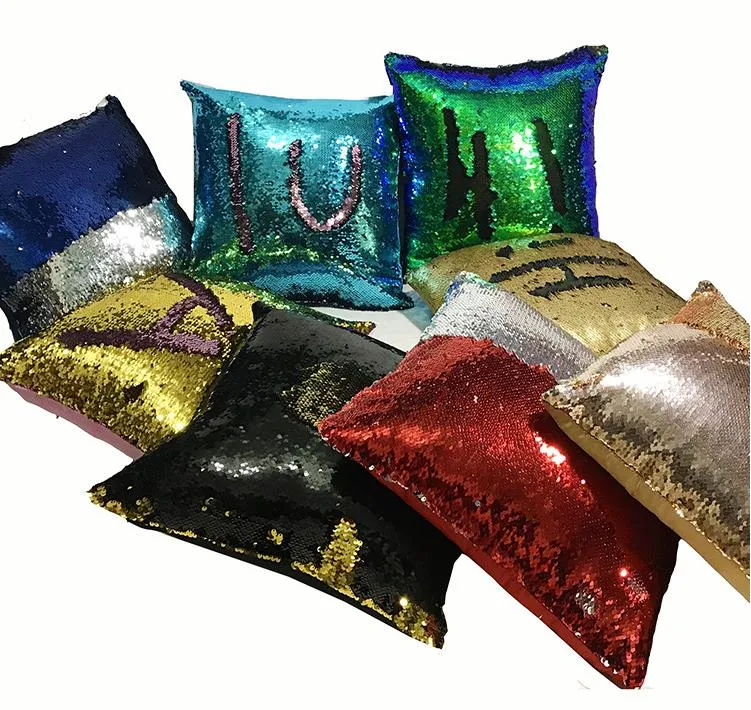 Dwukolorowe cekiny Poduszki Case Mermaid Pillow Covers Home Sofa Wystrój samochodowy Poduszki 31 Styl Darmowa Wysyłka 40 * 40 cm
