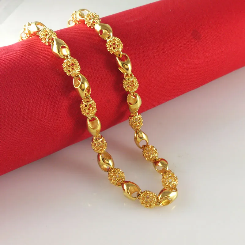 Wholesale Men's 18k yellow gold filled necklace 24"Figaro chain 6.5mm wide 30g Men's GF Jewelry