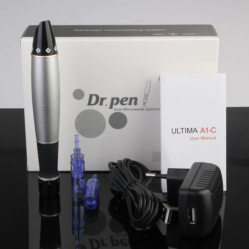 A1-C Dr Pen Derma Pen Auto Microneedle System Justerbara nållängder 0,25 mm-3,0 mm Elektrisk frimärke Auto Roller Anti Ance Spot