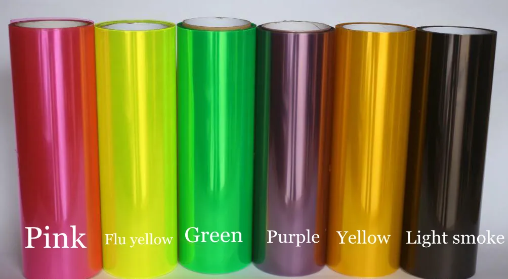 12 rullar / parti strålkastare Tint Film bakre bilbelysning tonande bakljus färgstorlek 0,3x10m / rull med 12 färger tillgängliga
