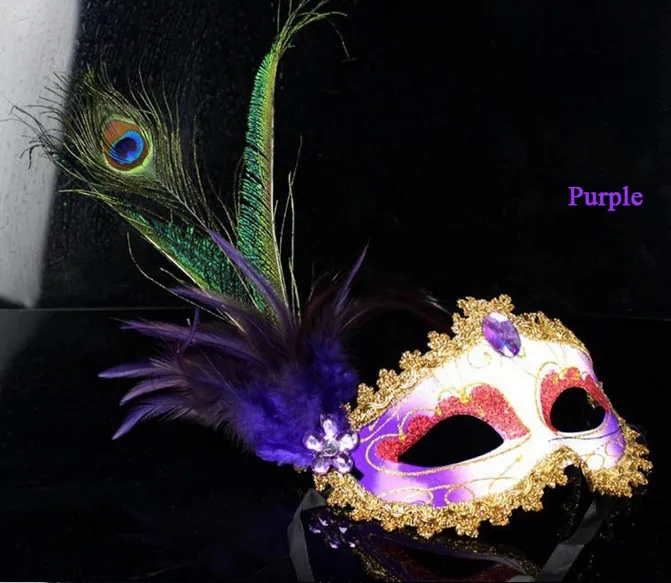 Élégant venise paon plume masque fête halloween mascarade balle demi visage sexy masque mascarade fête danse masque pour les femmes