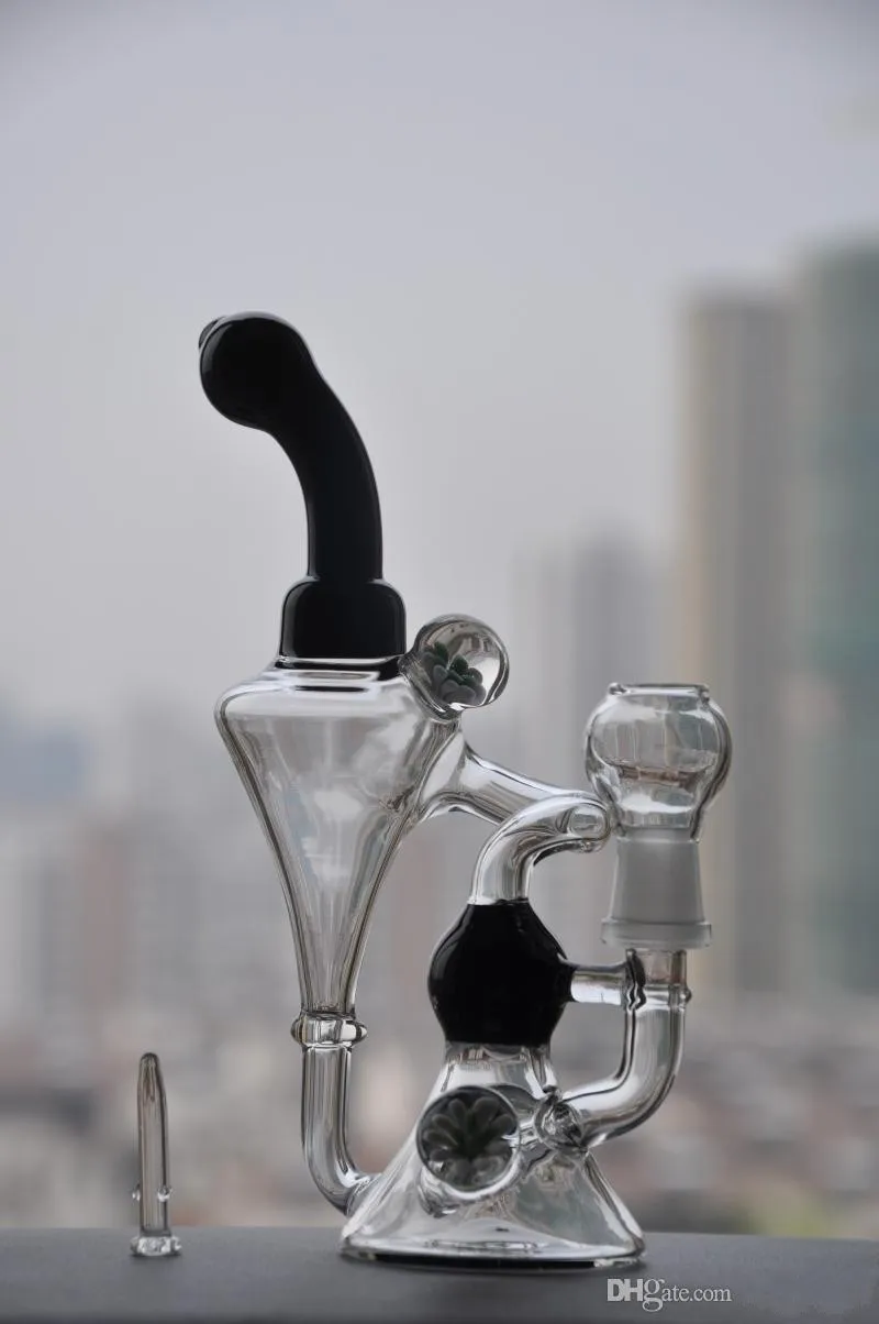 7.8 inchs Recycler Bong Glass Water Pipes Oil Rigs Hookahs Shisha Beaker Water Bongs With 14mm Bowl Joint