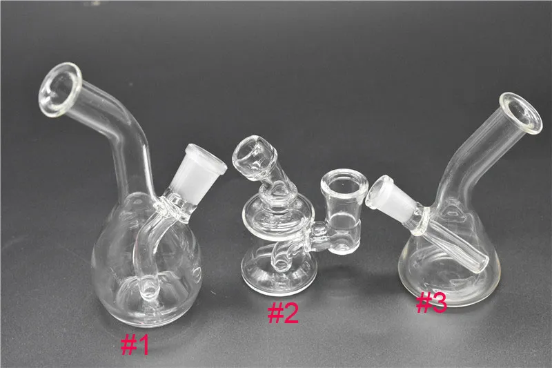 10mm / 14mm mini tubi di olio di vetro femminile Bong tubi d'acqua con 3,2 pollici di spessore Pyrex Recycler Heady Breaker Bong Pipes Clear Oil Rig