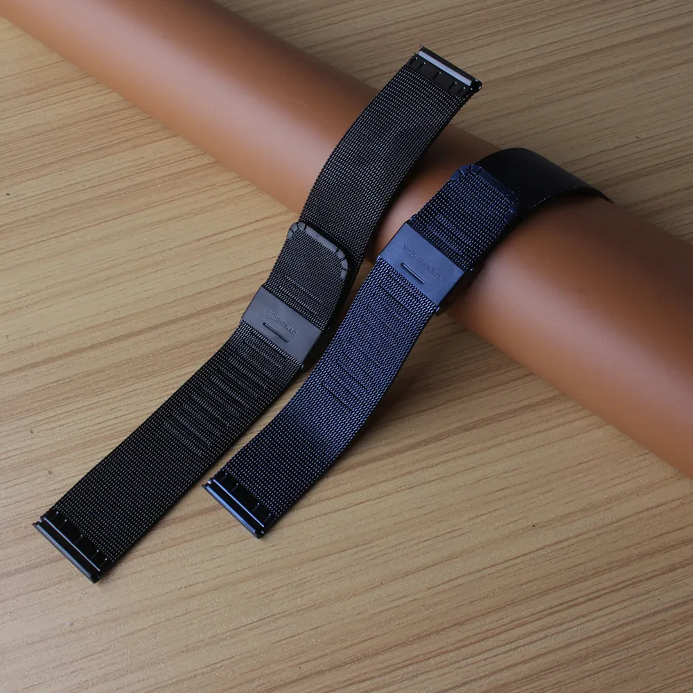 Milanese Loop 18mm 20mm 22mm 24mm Assista Bandas Strap azul escuro preto ultra-fino de Aço Inoxidável Malha Pulseiras pulseiras de relógio para homens horas