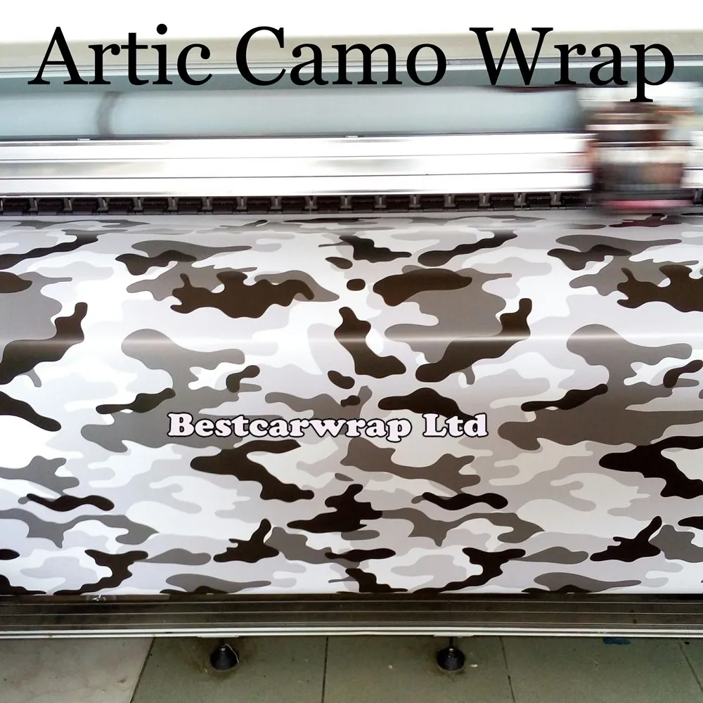 Noir blanc gris CAMO Graffiti Camouflage vinyle feuille d'enveloppe autocollant bombe arctique Camo autocollant voiture coffre enveloppe véhicule style couverture 1.52x 30 m