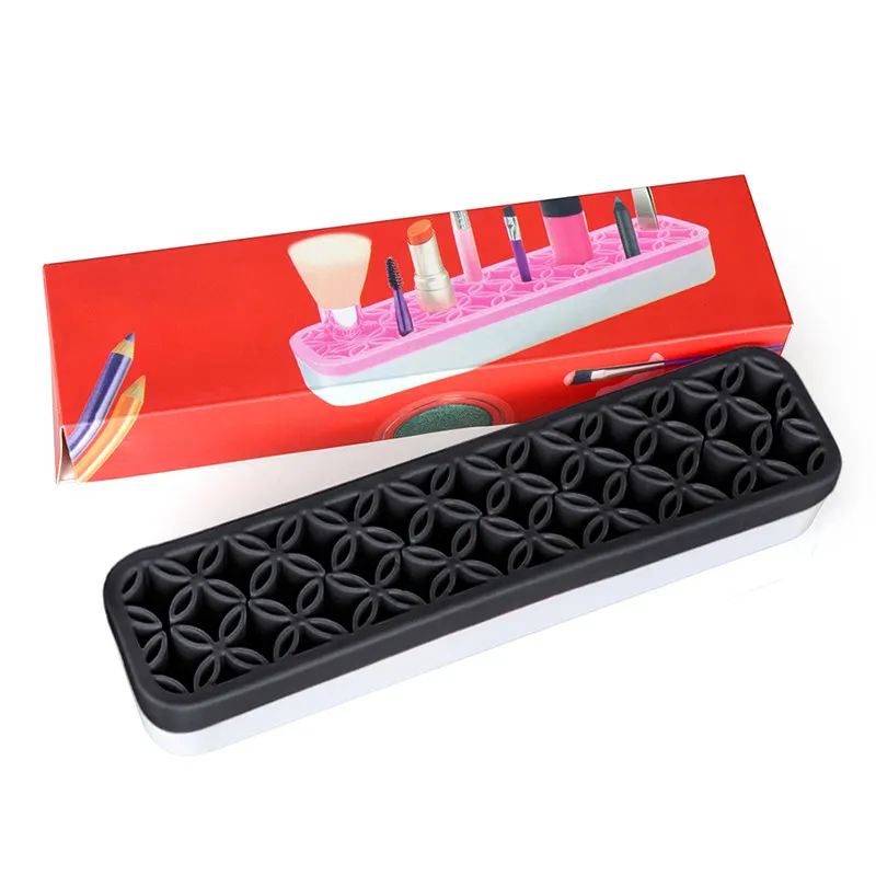 Caja de soporte para brochas de maquillaje de silicona, soporte para estante para brochas de maquillaje, herramienta cosmética, caja multifuncional para brochas de maquillaje