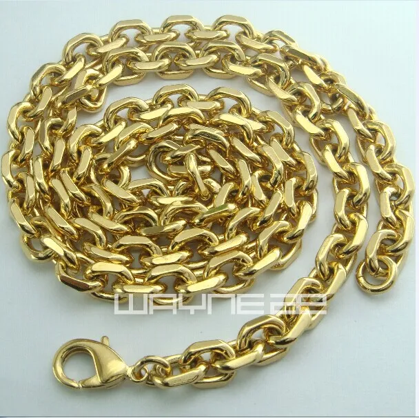 18K 18CT Yellow Gold Filled Men's 6mm width 60cm Length Chain Necklace N248