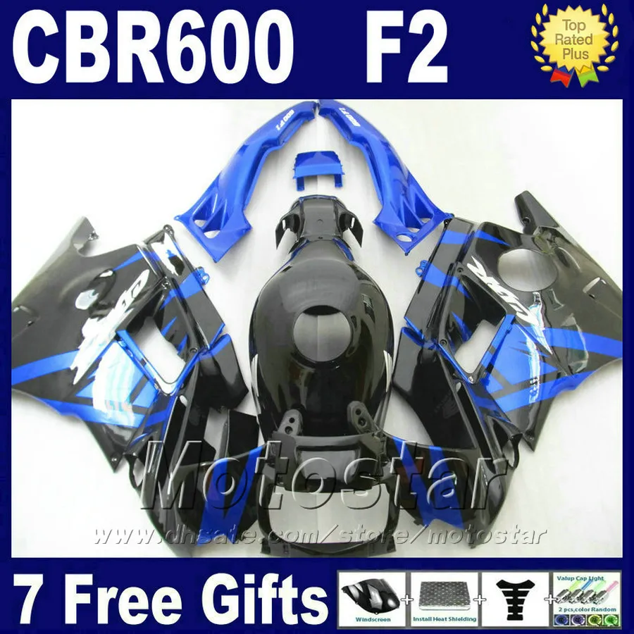 100% ABS plastic+Free Tank fairing kits for HONDA CBR600 F2 1991 - 1994 blue black cbr600 f2 91 92 93 94 custom fairing STFR