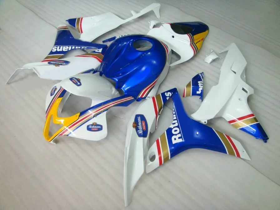 حقن هوندا هوندا CBR600RR 07 08 Fairing Kit CBR 600RR F5 2007 2008 أبيض أزرق Motobike KQ47