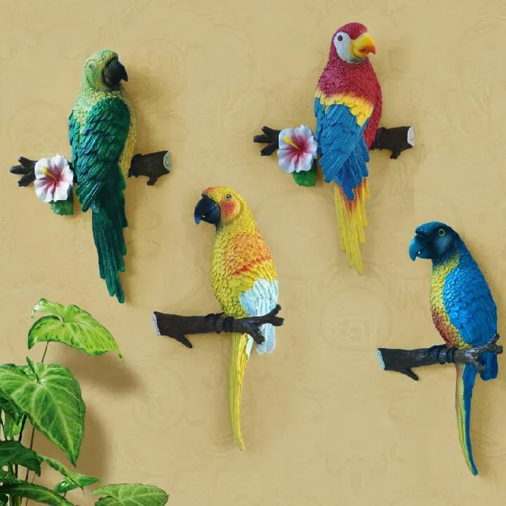 3D parrot wall act the role ofing creative Mediterranean home sitting room background wall accessories resin wall hanging DB01