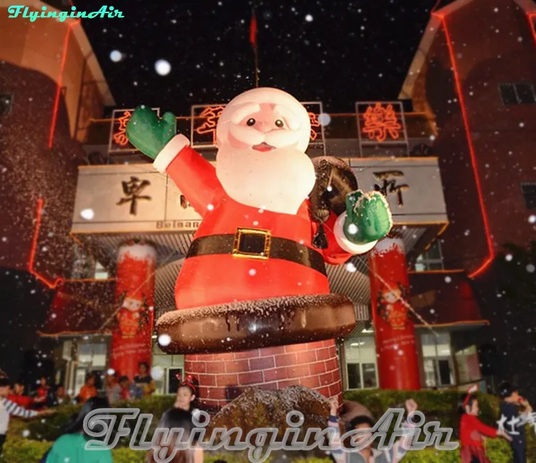 6m Openlucht Kerstmis Santa Claus Opblaasbare Vader Kerstmis van schoorsteen