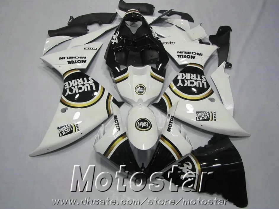 Kit de carenado de motocicleta ABS para YAMAHA YZF-R1 2009-2011 2012 2013 negro blanco LUCKY STRIKE YZF R1 juego de carenados 09-11 12 13 HA59