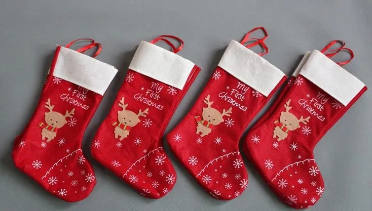 Nuove decorazioni natalizie fiocco di neve cervo calza di Natale sacchetto regalo sacchetti di caramelle di mela avvolgere calze lunghe calzini rossi forniture feste festive