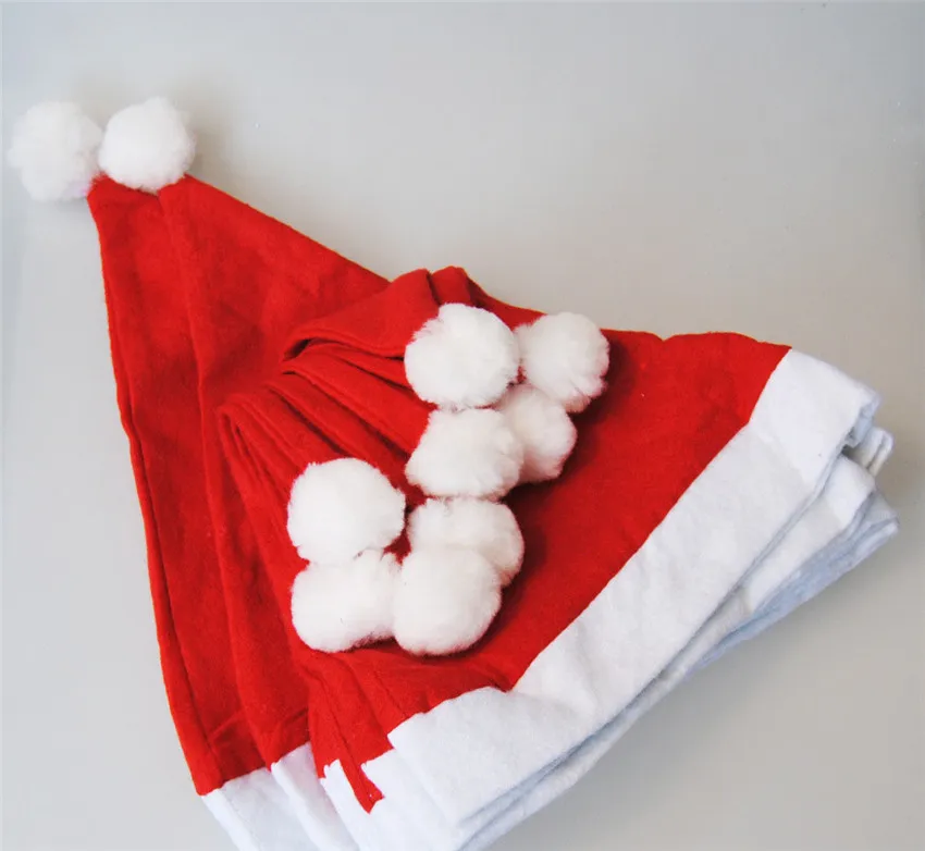 새로운 크리스마스 모자 소프트 붉은 산타 모자 크리스마스 장식 산타 클로스 코스프레 모자 파티 100 개