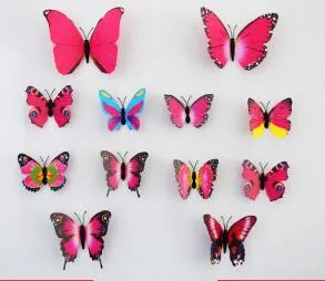 De Simulatie 3D Butterfly Decoratie PVC Muurstickers Koelkast Magneet 12 Pakken Suit voor Outdoor / Garden / Balkon