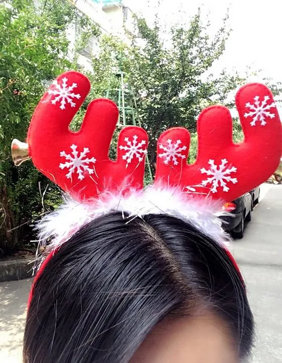 Orelhas de chifres de Natal com sinos cabeça aro fivela banda de cabelo cabeça banda estudantes presente de Natal cabelo aro decorações presentes chrismas CH01003