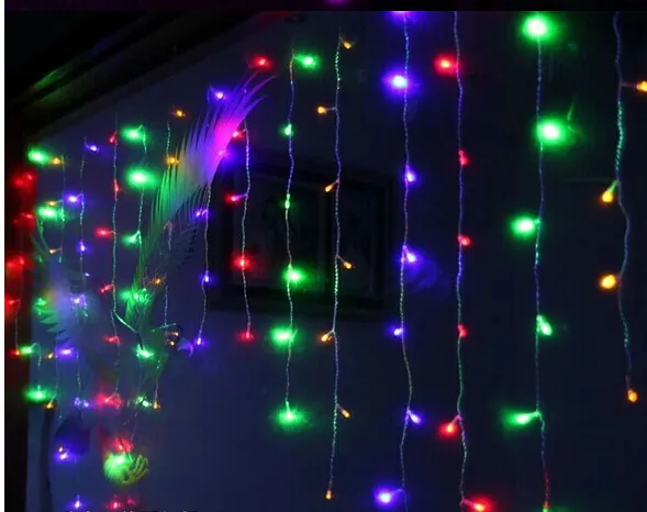 3.5m Droop 0.3-0.5m Real 96LED Curtain Icicle String Lights 110v-220V New Year Christmas LED Lights Energy saving Waterproof