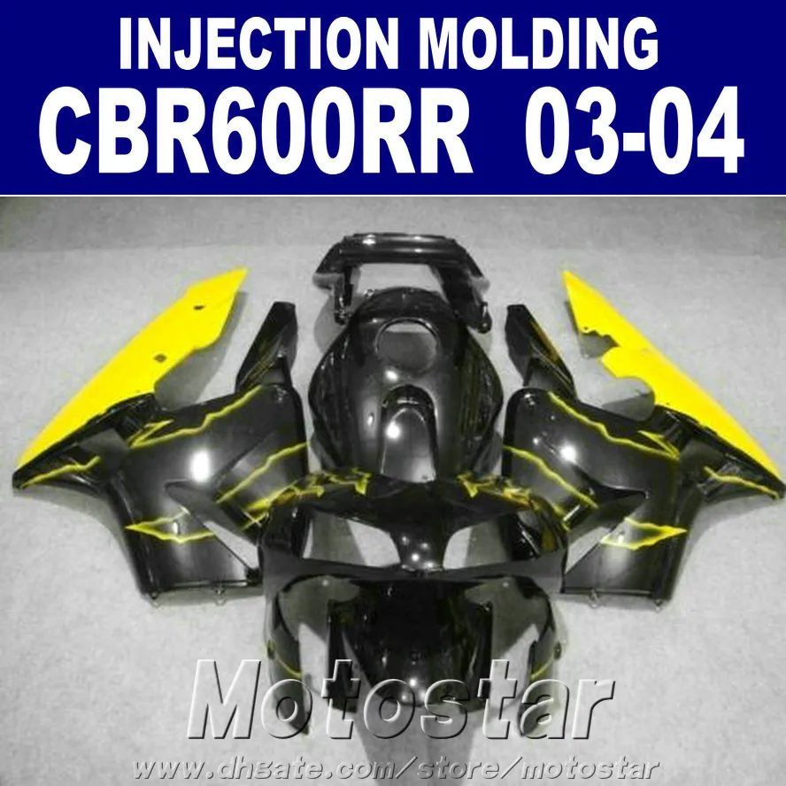 Professionell formsprutning för Honda Fairing CBR 600RR 2003 2004 CBR600RR 03 04 Black Body Repair Fairing Parts Qudds