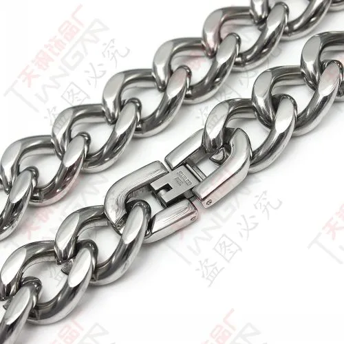 Mens Choose Size 10mm /15mm Wide 316L Stainless steel High Polished Curban Curb Chain Necklace 24'' for xmas / birthday Bling Jewelry Gifts