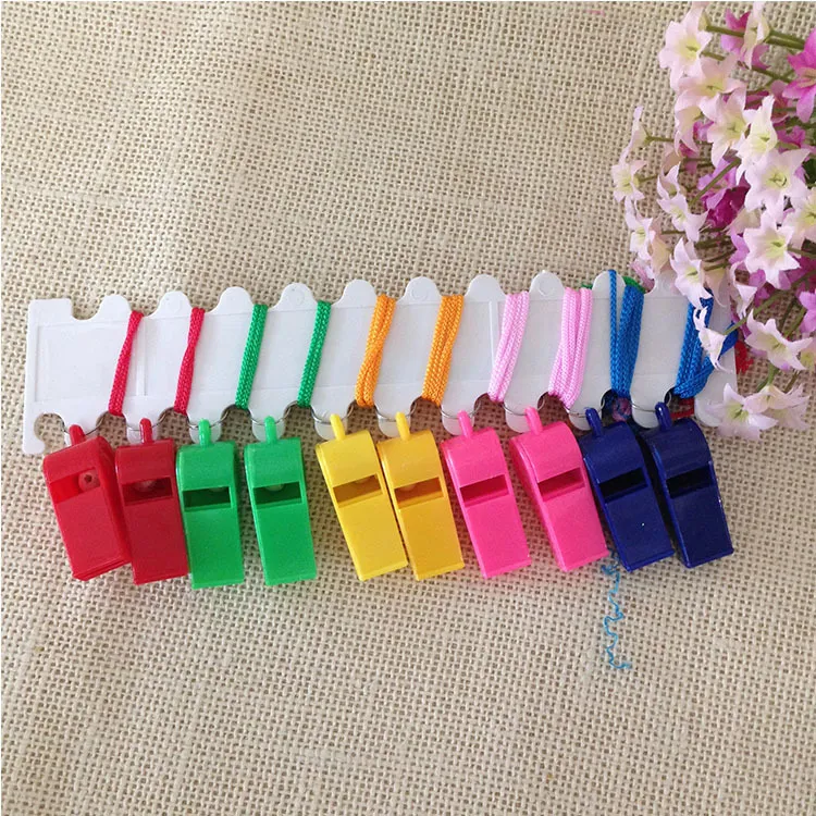 2880PCS/Lot Promotion colorful plastic Sport whistle with lanyard 6 colors mixed DHL Fedex Free shipping