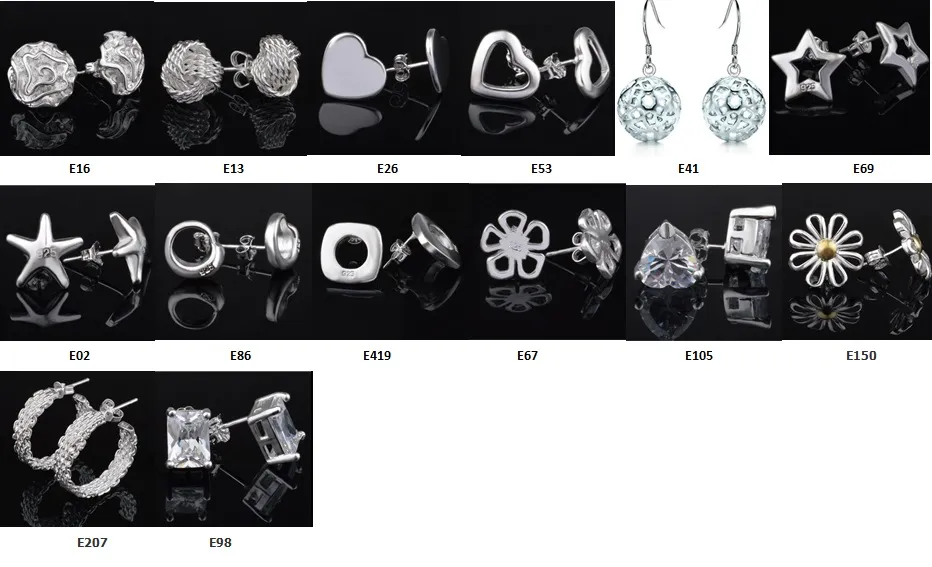 Mode sieradenfabrikant gemengde 's veel oorbellen 925 Sterling Silver Jewelry Factory Price Fashion Shine Harrings 1271