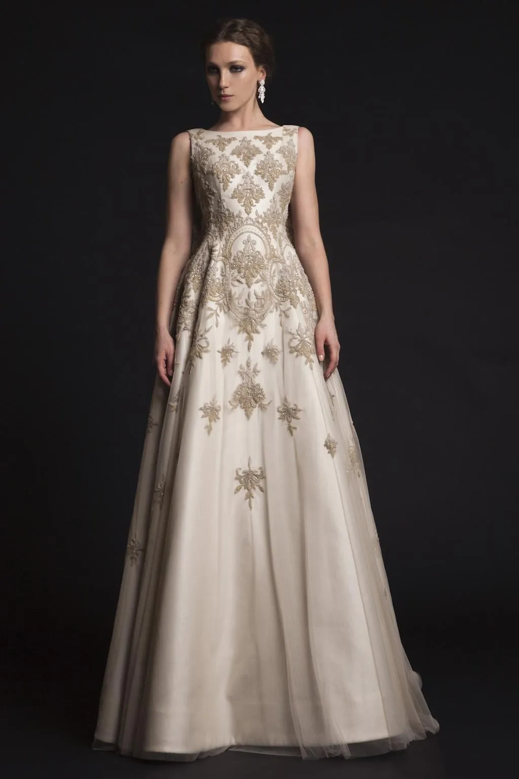 Krikor Jabotian Prom Dresses 2015 Geborduurde Kralen Kant Applicaties Jurken Party Avond Draag Arabische Watteau Trein Satijnen Avondjurken