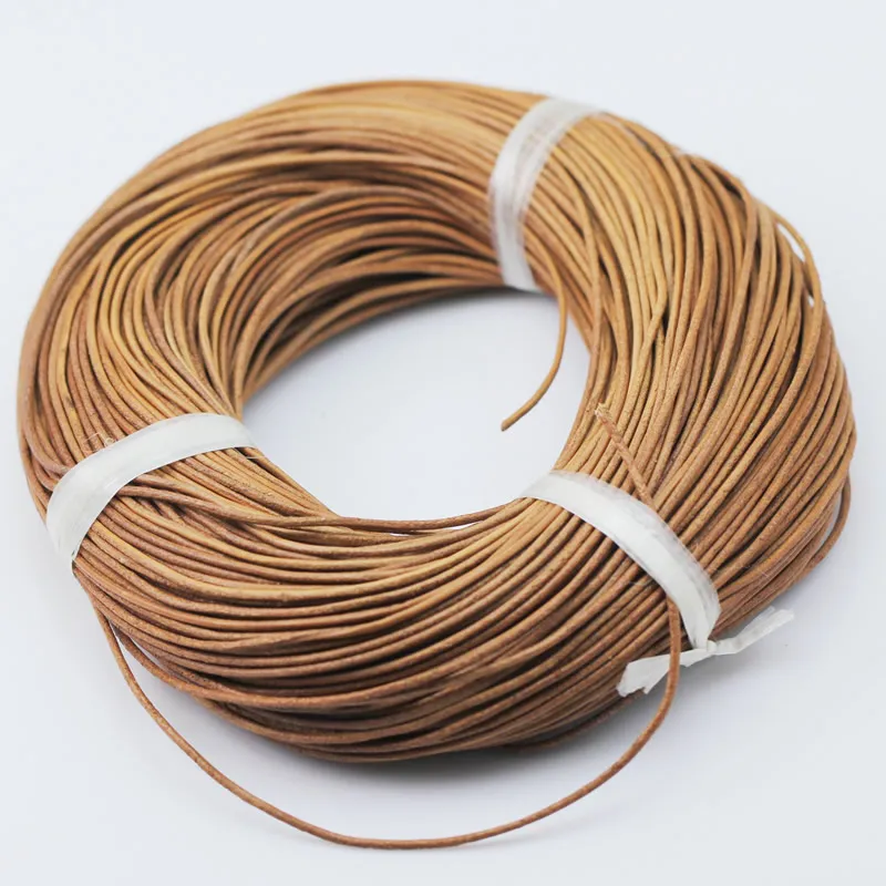 Beadsnice cordón de cuero real para fabricación de pulseras y collares, cordón de cuero genuino para joyería, cordón de cuero de 1,5mm, ID al por mayor 3450