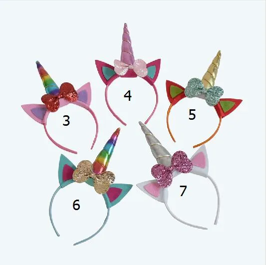 Bebek Headbands Kız Çiçek Sparkle Unicorn Parti hairbands çocuklar Glitter saç aksesuarları prenses fotoğrafçılık baş bantları FJ3150