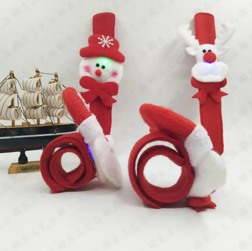 Julklapp Cirkel Armband Klocka Xmas Barngåva Santa Claus Snowman Deer Nyår Party Toy Wrist DecorationClap Ring