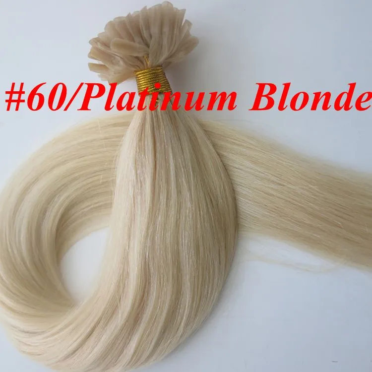 100g 100Strands Pre Bonded Nail U Tips Human Hair Extensions 18 20 22 24INK Rak brasiliansk indisk hårförlängning