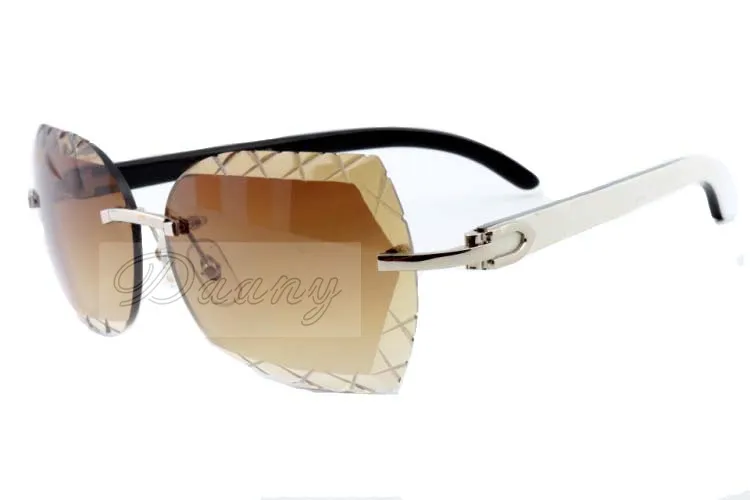 Factory Outlet color engraving lens, high quality carved sunglasses 8300593ure natural black and white horn sunglasses, size: 60-18-140mm