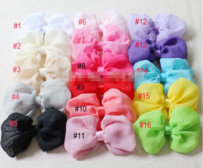 4 인치 / 아기 머리카락시 폰 Bowknot Hairpin Girls Hair Bows Sabby Chic Bows 16 색 무료 Shipp 선택